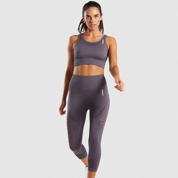 Gymshark Energy Seamless Cropped High waisted Leggings 'Slate Lavender' Size M - Picture 15 of 15